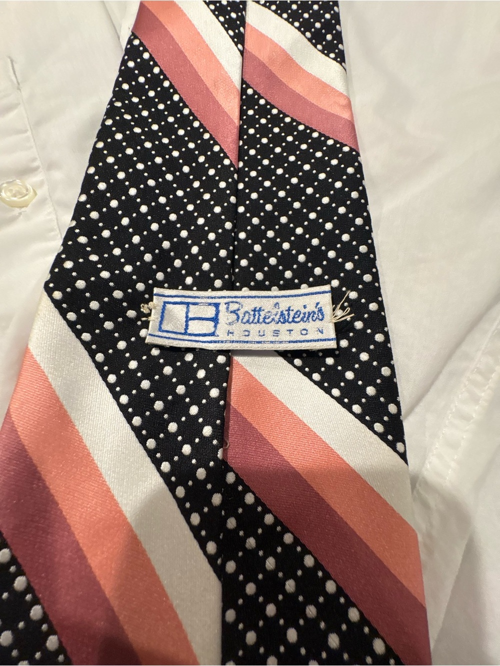 Bottestein's Black & Pink Striped Polka Dot Necktie